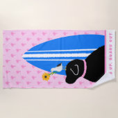 Serviette De Plage Black Lab Surf Dog Island Pink Beach Towne (Devant)