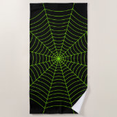 Serviette De Plage Black neon vert toile d'araignée Halloween motif (Devant)