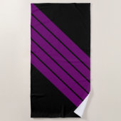 Serviette De Plage Black Purple Striped les années 70 80s Retro Racin (Devant)