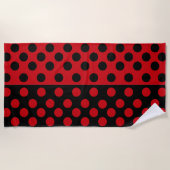 Serviette de plage Black Red Dots - Couleurs perso (Devant)
