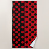 Serviette de plage Black Red Dots - Couleurs perso (Devant)