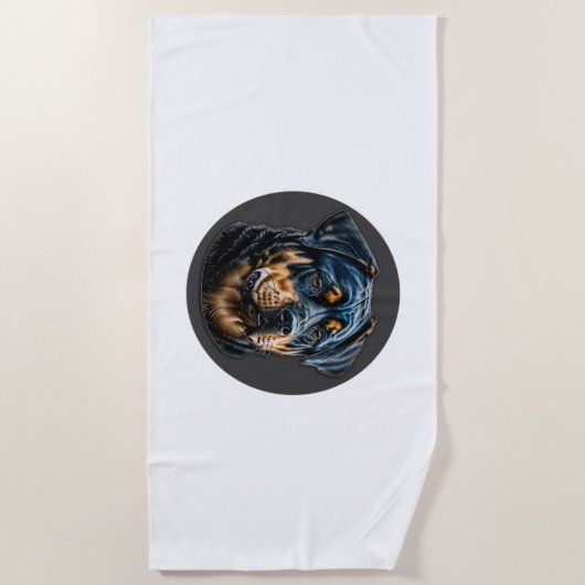 Serviette De Plage Black Rottweiler (Devant)