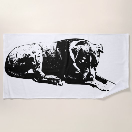 Serviette de plage Black Sky Dog (Devant)