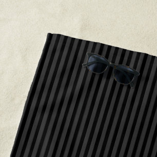 Serviette De Plage Black & Smoky Black Narrow Vertical Stripes
