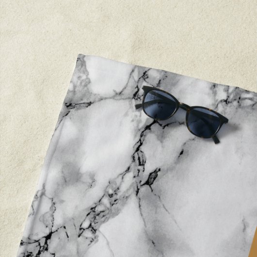 Serviette De Plage Black White Check (En situation)