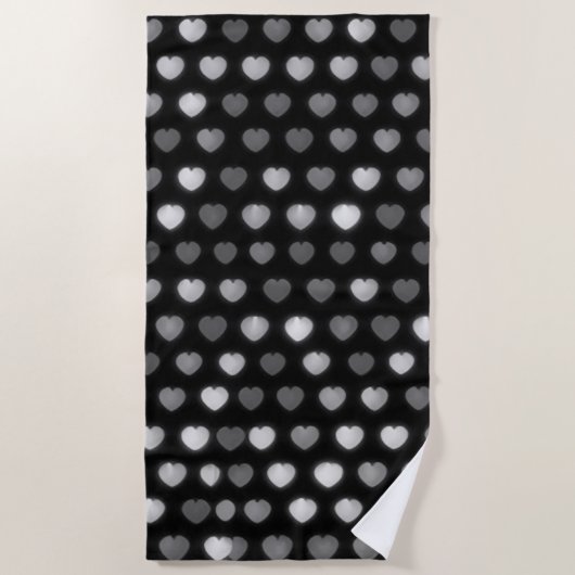 Serviette de plage Black White Hearts (Devant)