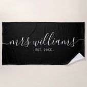 Serviette De Plage Black & White Mme Bride Mariage (Devant)