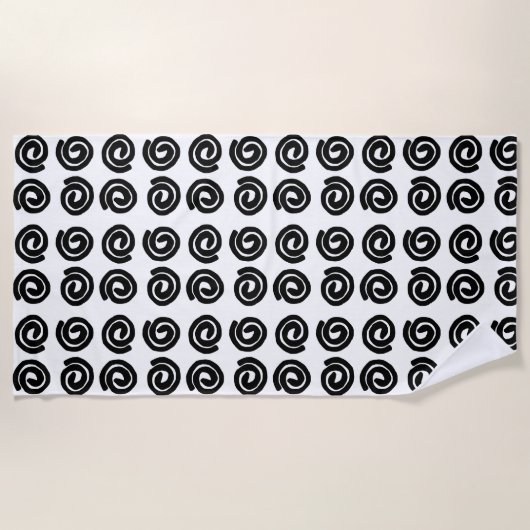Serviette de plage Black White Spiral (Devant)