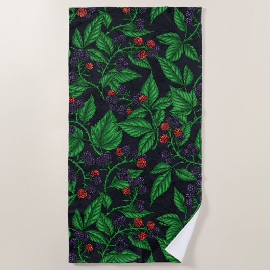 Serviette De Plage Blackberry sur gris foncé (Devant)