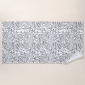 Serviette De Plage Blanc avec Abstrait noir ligne Wavy (Devant)