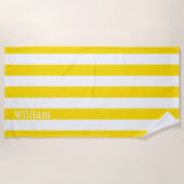 Serviette De Plage Blanc jaune soleil | Cabana Stripes Personnalisées (Devant)