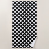 Serviette De Plage Blanc sur Noir Grand Taille Pois (Devant)
