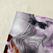 Serviette de plage blanche (En situation)