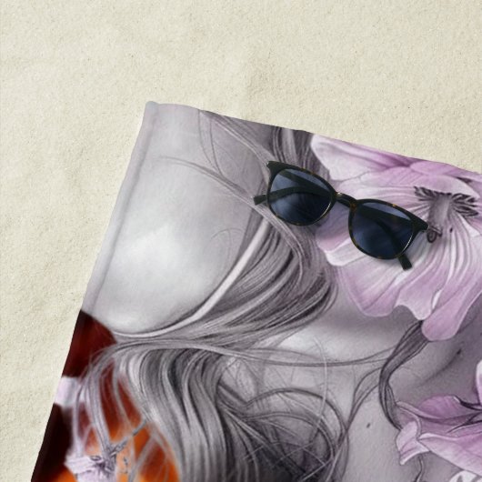 Serviette de plage blanche (En situation)