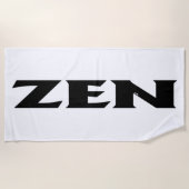 Serviette de plage blanche en noir zen (Devant)