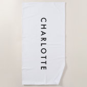 Serviette de plage blanche personnalisée moderne a (Devant)