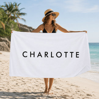Serviette de plage blanche personnalisée moderne a