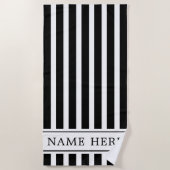 Serviette de plage blanche rayée personnalisée en  (Devant)