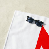 Serviette de plage blanche rouge zen (En situation)