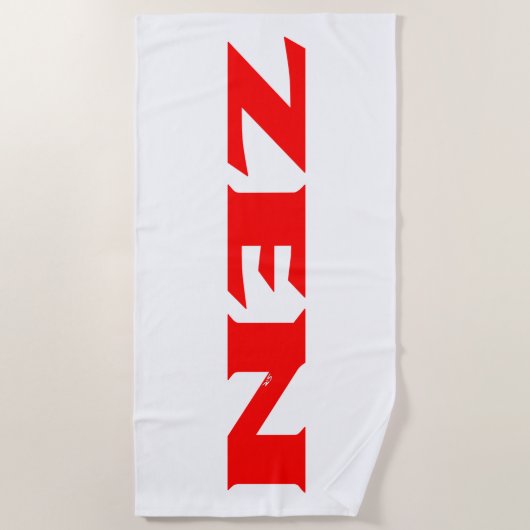 Serviette de plage blanche rouge zen (Devant)