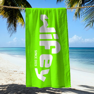 Serviette de plage blanche verte pour femme mariée