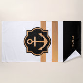 Serviette De Plage Blancs noirs et dorés (Devant)