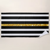 Serviette De Plage Blancs Noirs Et Or (Devant)