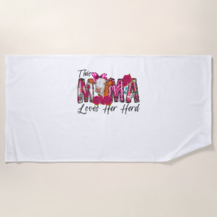 Serviette De Plage Bleached This Mama Loves Her Herd Mother's Day Cow
