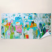 Serviette De Plage Bleu Abstrait (Devant)