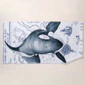 Serviette De Plage Bleu antique d'orque (Devant)