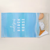 Serviette De Plage Bleu Aquarelle Simple Plage Côtière Plage Bleue Me (Devant)