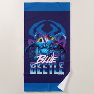 Serviette De Plage Bleu Beetle Rétrowave Ville coucher du soleil