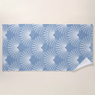 Serviette De Plage Bleu blanc et poudre Motif Art déco