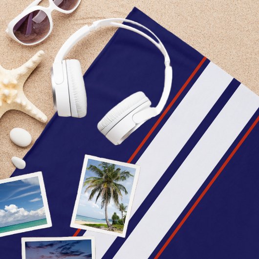 Serviette De Plage Bleu, blanc et rouge Classy