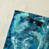 Serviette De Plage Bleu Blanc Turquoise Mer vague Splash Abstraction (En situation)