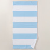 Serviette De Plage Bleu, Blancs, Motif rayé (Devant)