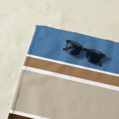 Serviette De Plage Bleu bleu foncé Brown rouge blanc rayures (En situation)