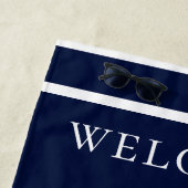 Serviette De Plage Bleu bleu marine (En situation)