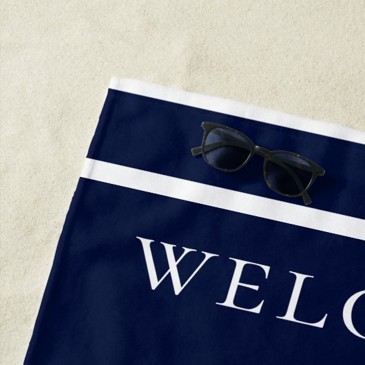 Serviette De Plage Bleu bleu marine (En situation)