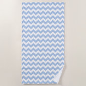 Serviette de plage bleu-clair et blanche de zigzag (Devant)