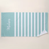 Serviette De Plage Bleu clair et Blancs personnalisés (Devant)