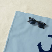 Serviette De Plage Bleu clair et Bleu Blancs Personnalisé Élégant (En situation)