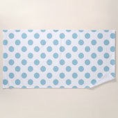 Serviette De Plage Bleu clair Large Pois sur blanc (Devant)