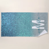 Serviette De Plage Bleu clair Turquoise Parties scintillant brillante (Devant)