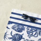 Serviette De Plage Bleu Coastal Living Décor (En situation)