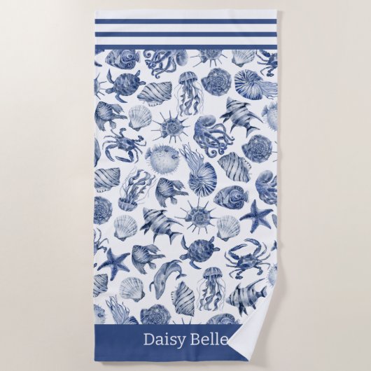 Serviette De Plage Bleu Coastal Living Décor (Devant)