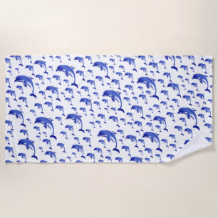 Serviette De Plage bleu, dauphin, poisson, nature, aquatique, design,