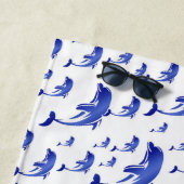 Serviette De Plage bleu, dauphin, poisson, nature, aquatique, design, (En situation)
