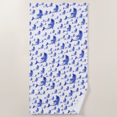 Serviette De Plage bleu, dauphin, poisson, nature, aquatique, design, (Devant)