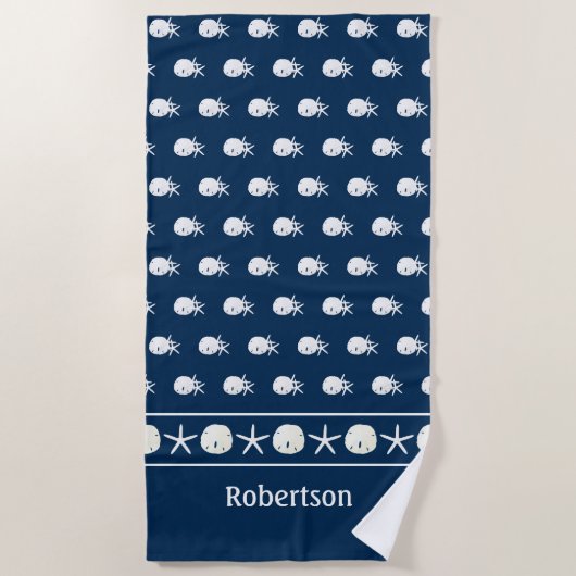 Serviette De Plage Bleu de la Marine côtière Starfish personnalisé (Devant)